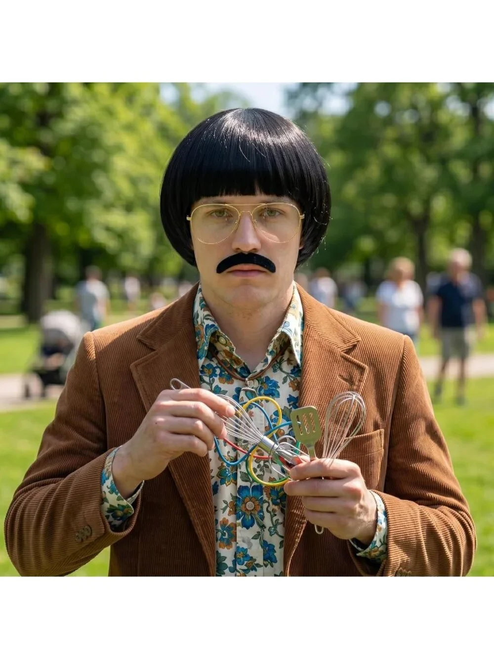 Mens Dark Retro Bowl Cut Straight Synthetic Classic Mushroom Hairpiece Bangs Wig